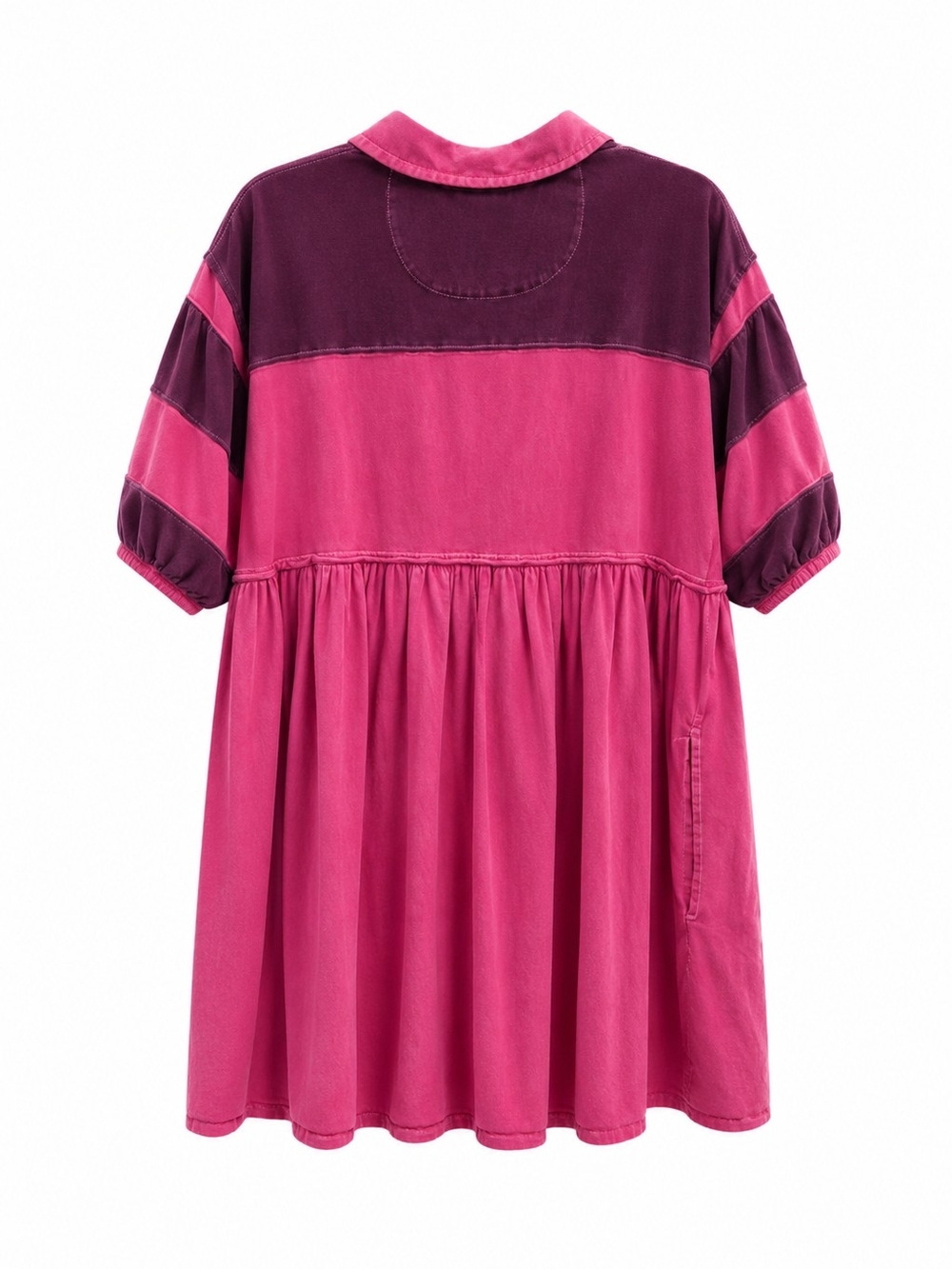 Free People Remi Rugby Mini Dress Wineberry LG Oversized Babydoll Boho Collared - Picture 4 of 13